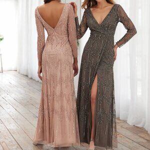 40371 Long Sleeve V-Neck Bridesmaid or Mother's Dress by Adrianna Papell